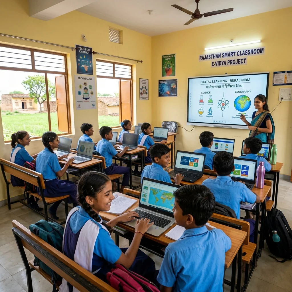 Modern classroom in rural village